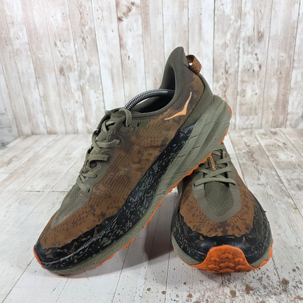 Hoka Speedgoat 6 Mens 11.5 Trail Running Shoes Army Olive Leopard 1147791-AOL